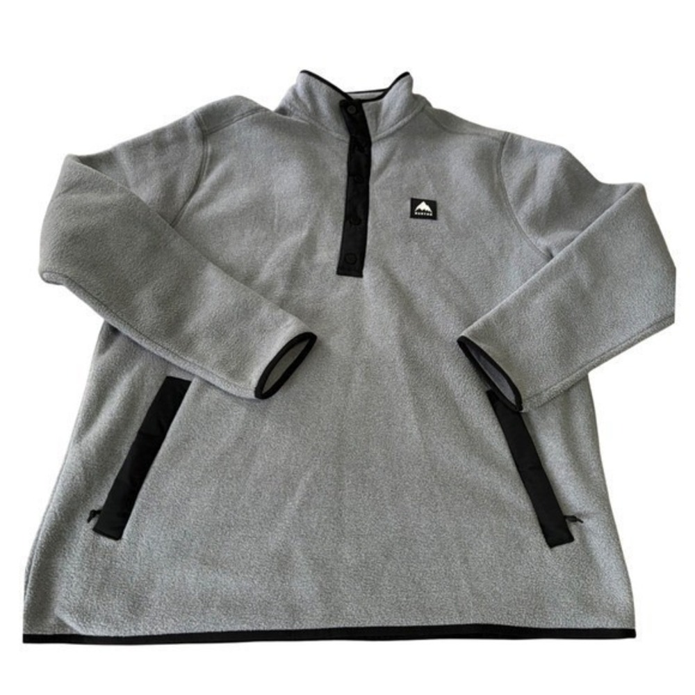 Burton Hearth Snap Fleece Pullover Mens 2XL Gray Polartec Outdoor Ski Snowboard